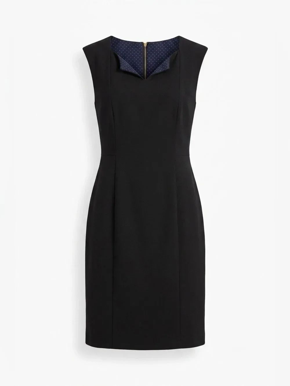 Talbots Black Sleeveless Sheath Dress with Notch Detail